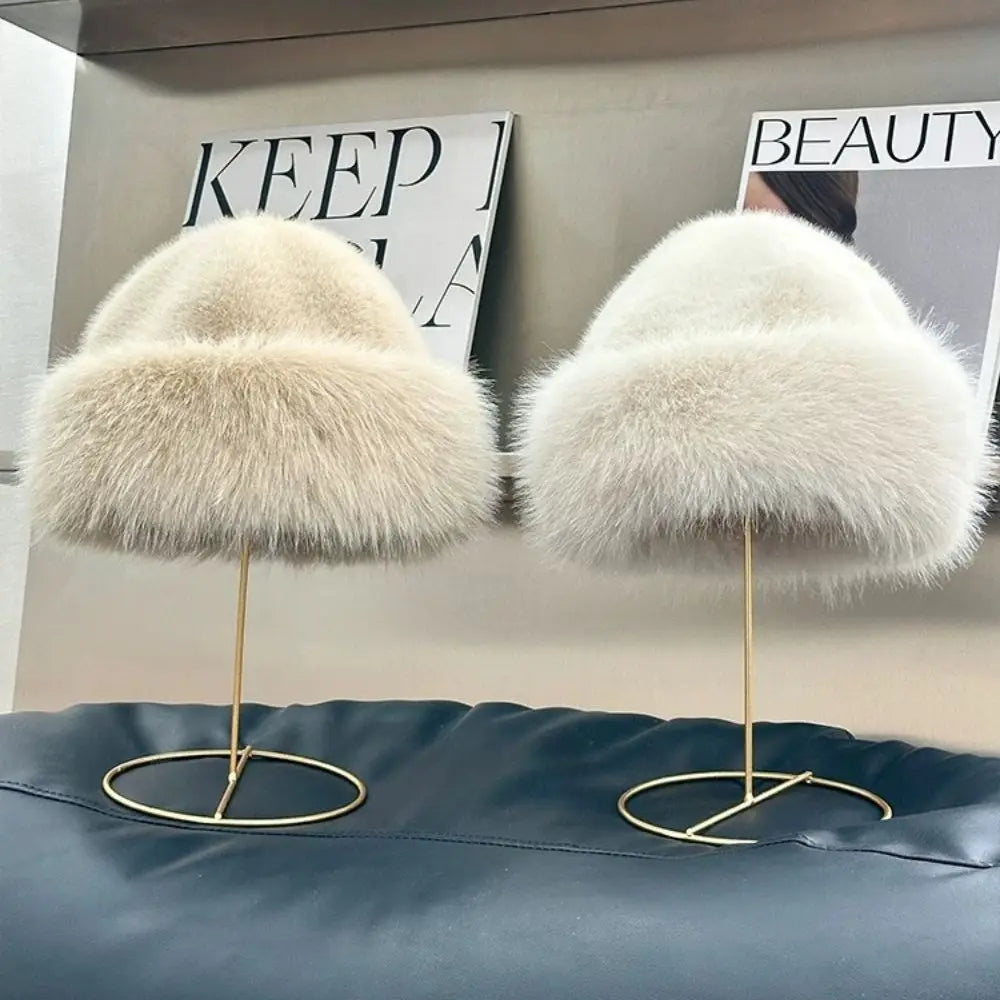 Chapeau d'Hiver Élégant en Fausse Fourrure pour Femme - Doux, Confortable